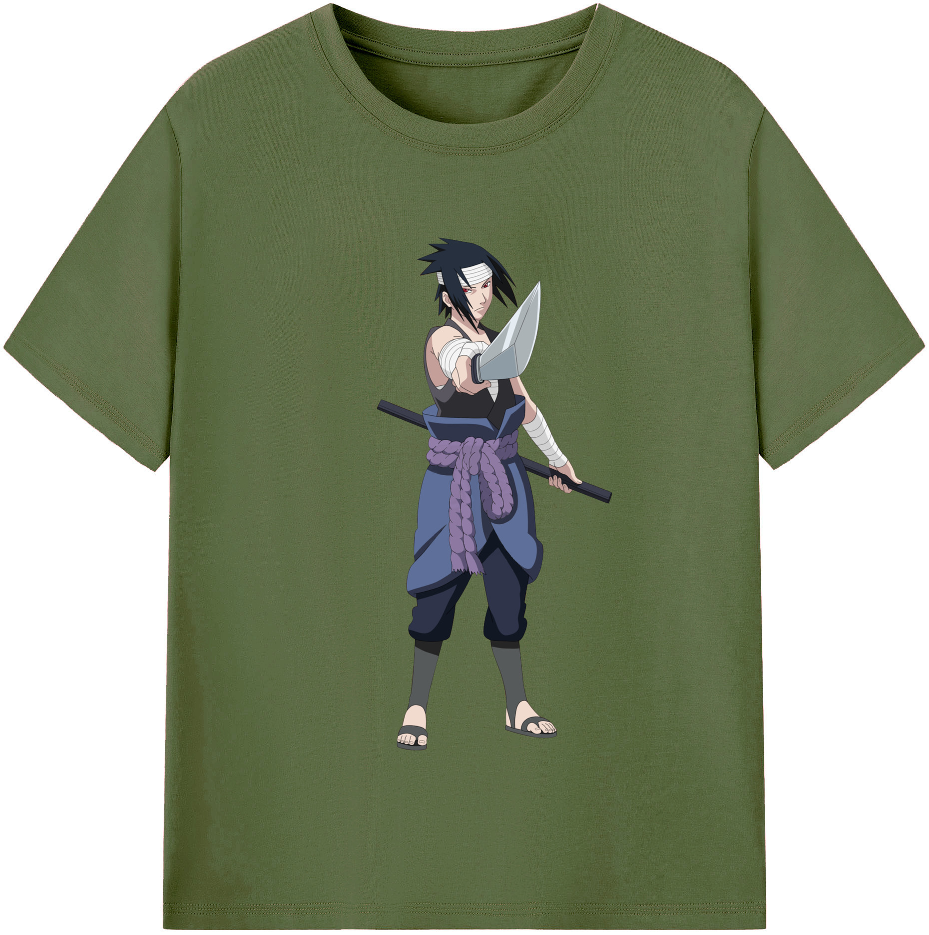 （画像用） NARUTO -ナルト- うちは サスケ Uchiha Sasuke 綿100％半袖Tシャツ（フロントプリント）